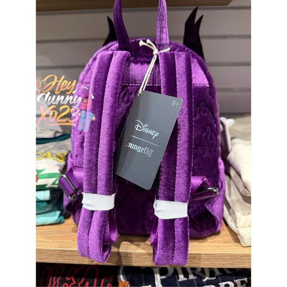 Loungefly Disney Sleeping Beauty Purple Velvet Maleficent Figural Mini Backpack main image 3